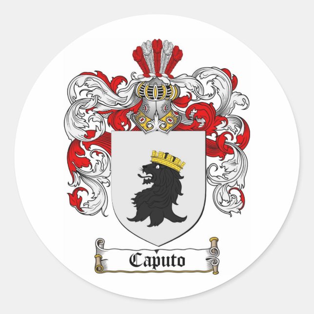 CAPUTO FAMILY CREST -  CAPUTO COAT OF ARMS CLASSIC ROUND STICKER (Front)