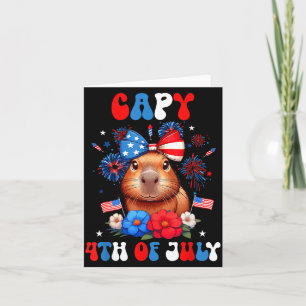 Capy 4th July Capybara Patriotic Floral Costume Card