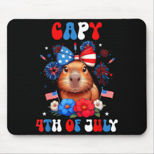 Capy 4th July Capybara Patriotic Floral Costume Mouse Mat