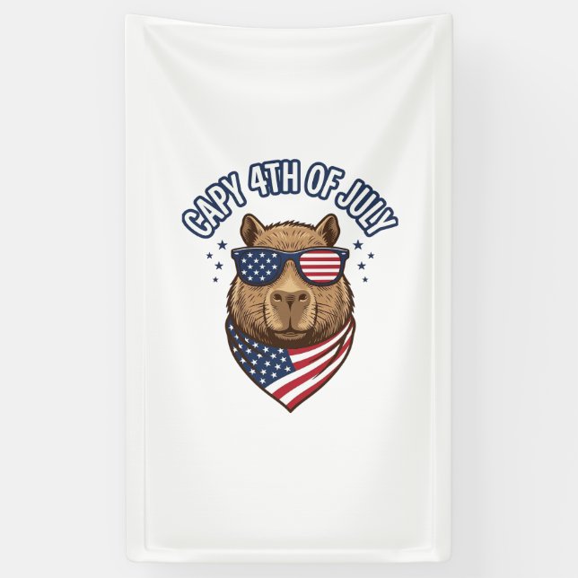 Capy 4th of July Patriotic Capybara Vector Design_ Banner (Vertical)