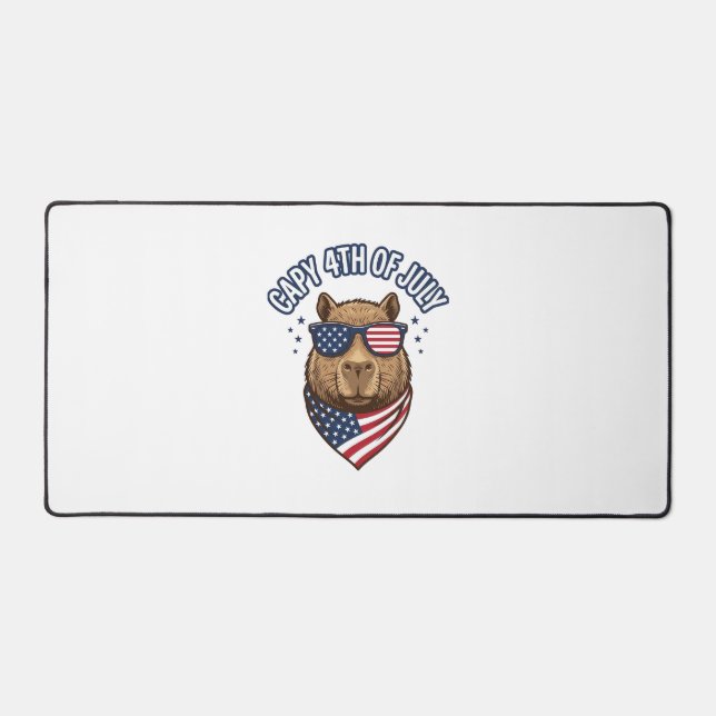 Capy 4th of July Patriotic Capybara Vector Design_ Desk Mat (Front)