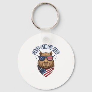 Capy 4th of July Patriotic Capybara Vector Design_ Key Ring