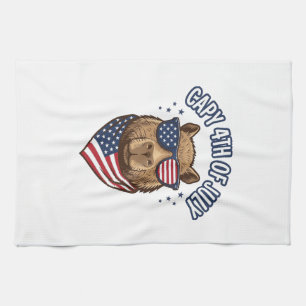 Capy 4th of July Patriotic Capybara Vector Design_ Tea Towel