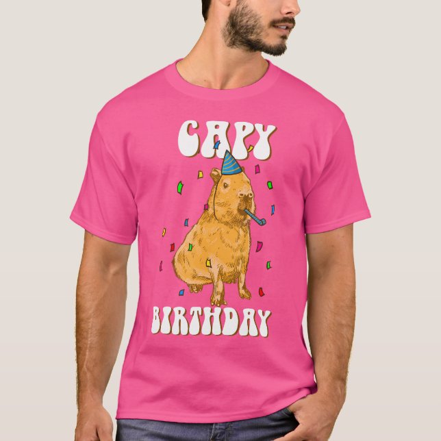 Capy Birthday I Funny Capybara T-Shirt (Front)