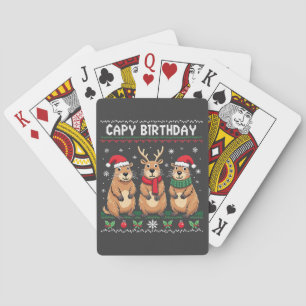 Capy Birthday Ugly Christmas Sweater Capybara Playing Cards