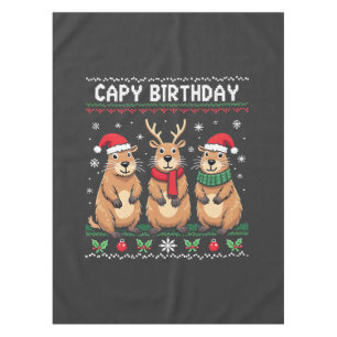 Capy Birthday Ugly Christmas Sweater Capybara Tablecloth