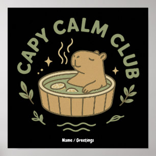 Capy Calm Club Cute Capybara Retro Aesthetic Cosy Poster