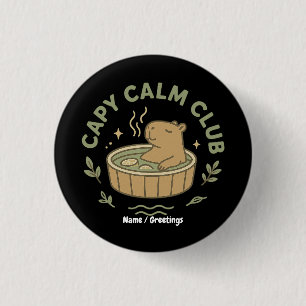 Capy Calm Club Cute Capybara Retro Aesthetic Cozy 3 Cm Round Badge