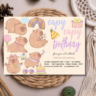 Capy capy birthday invitation