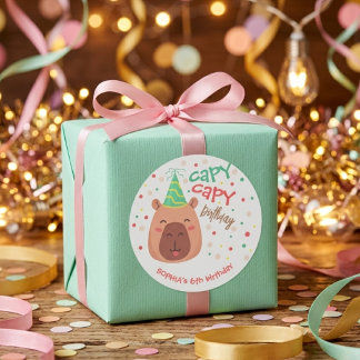 Capy capy capybara birthday classic round sticker