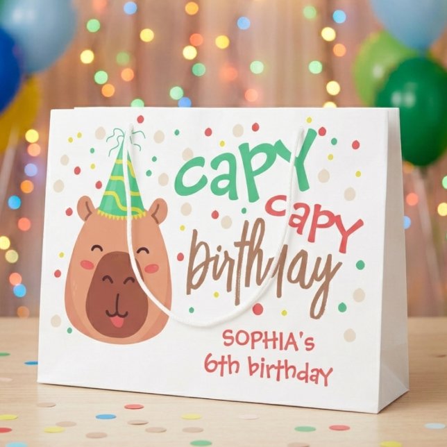 Capy capy capybara birthday large gift bag (Creator Uploaded)