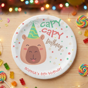 Capy capy capybara birthday paper plate
