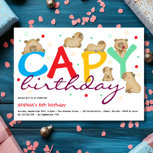 Capy capybara birthday invitation