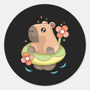 Capy Capybara Floatie Funny Xmas In July Girls Kid Classic Round Sticker
