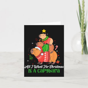 Capy Christmas Cute Capybara Xmas Tree Pjs Animal  Card