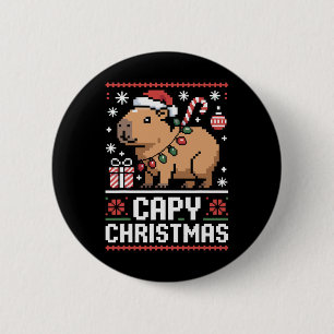Capy Christmas Funny Capyra Holiday Animal Lovers 6 Cm Round Badge