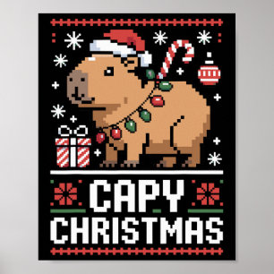Capy Christmas Funny Capyra Holiday Animal Lovers Poster