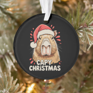 Capy Christmas Xmas Santa Hat Capybara Rodent Ornament