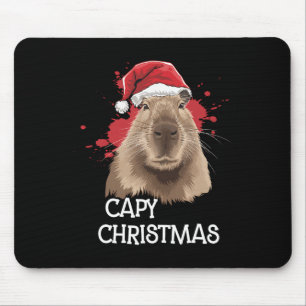 Capy Christmas Xmas Santa Hat Pajama Rodent Animal Mouse Mat
