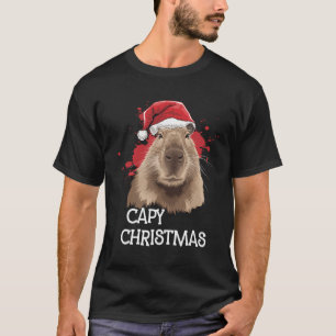 Capy Christmas Xmas Santa Hat Pajama Rodent Animal T-Shirt