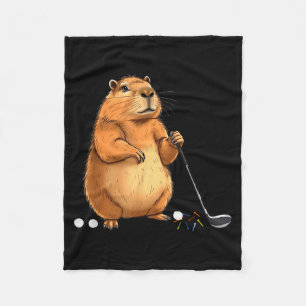 Capy Golf Player Cute Cappy Srts Cartoon Design  Fleece Blanket