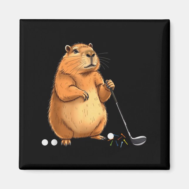 Capy Golf Player Cute Cappy Srts Cartoon Design  Magnet (Front)