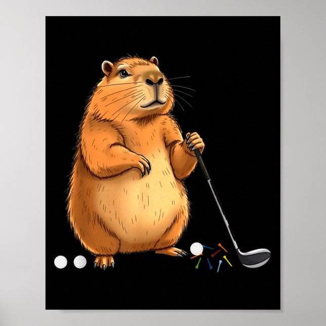 Capy Golf Player Cute Cappy Srts Cartoon Design  Poster (Front)