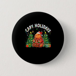 Capy Holidays Capybara Santa Hat Xmas Men Women Ki 6 Cm Round Badge