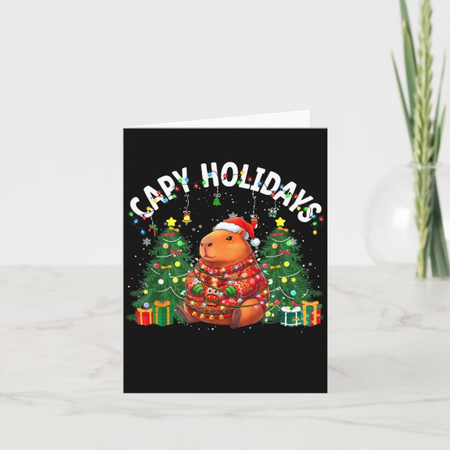 Capy Holidays Capybara Santa Hat Xmas Men Women Ki Card (Front)