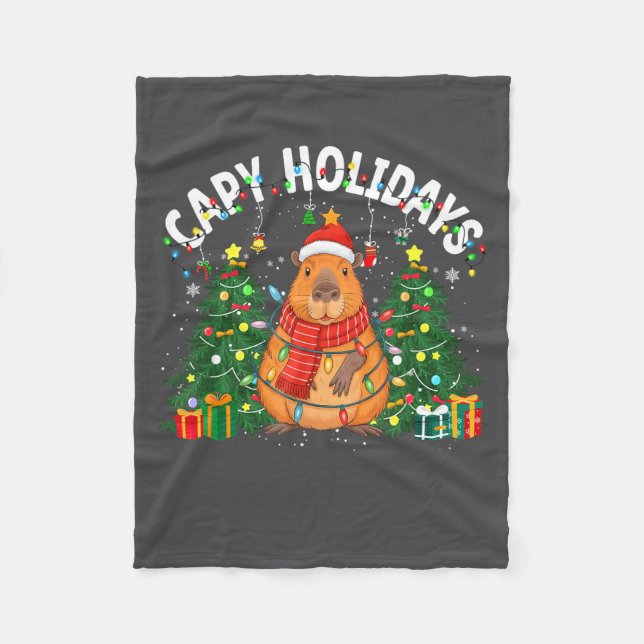 Capy Holidays Capybara Santa Hat Xmas Men Women Ki Fleece Blanket (Front)