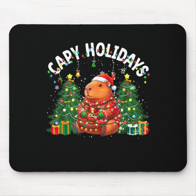 Capy Holidays Capybara Santa Hat Xmas Men Women Ki Mouse Mat (Front)