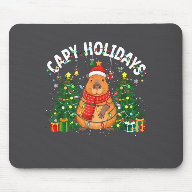 Capy Holidays Capybara Santa Hat Xmas Men Women Ki Mouse Mat (Front)