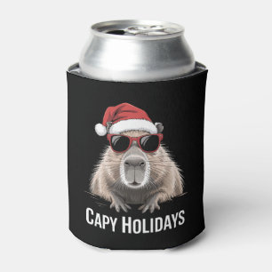 Capy Holidays Christmas Capybara Santa Hat Winter Can Cooler