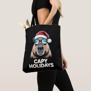 Capy Holidays Christmas Capybara Sunglasses Santa Tote Bag