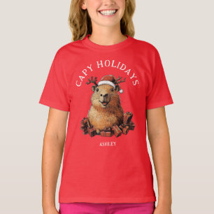 Capy Holidays Cute Fun Capybara Merry Christmas  T-Shirt