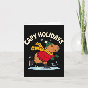 Capy Holidays Ice Skating Capybara Funny Xmas Chri Card