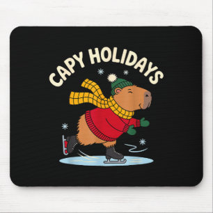 Capy Holidays Ice Skating Capybara Funny Xmas Chri Mouse Mat