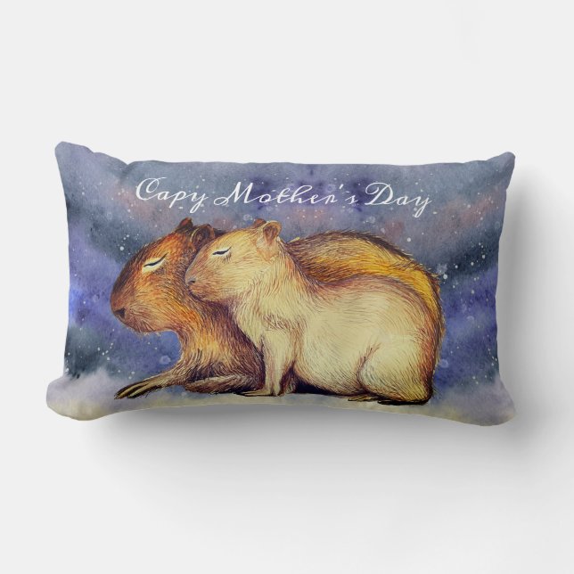  Capy Mother's Day Cute Capybara Baby & Mum Custom Lumbar Cushion (Front)