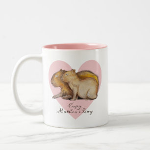 Capy Mother's Day Cute Capybara Baby & Mum Custom Two-Tone Coffee Mug