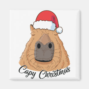 Capy or Huppy Christmas Capybara Holidays Santa Magnet
