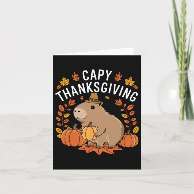 Capy Thanksgiving Funny Capybyra Thanksgiving Fall Card (Front)