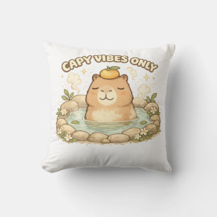 Capy Vibes Only Cute Kawaii Capybara Cushion