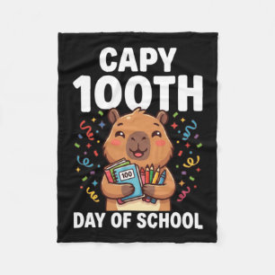 Capybara 100th Day Of School Cute Capy Animal Fleece Blanket