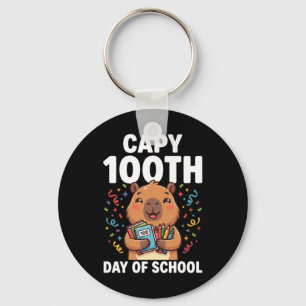 Capybara 100th Day Of School Cute Capy Animal Key Ring