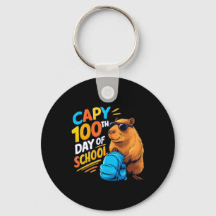 Capybara 100th Day Of School Key Ring
