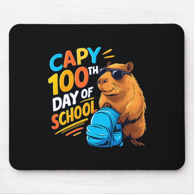 Capybara 100th Day Of School Mouse Mat (Front)