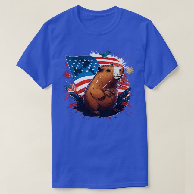 Capybara 4th of July 4 T-Shirt (Design Front)