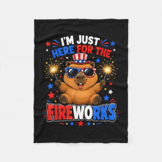 Capybara 4th of july i'm here for the fireworks  fleece blanket