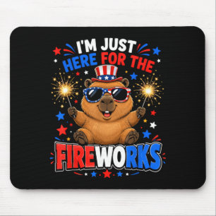 Capybara 4th of July Im Here for The Fireworks Mouse Mat
