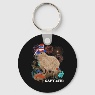 Capybara 4th Of July Patriotic Fireworks Capy Four Key Ring